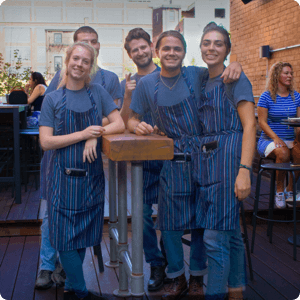 Group of people in a patio area